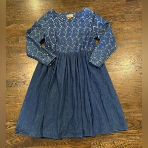 Double D Ranch Wear Denim Dress Size S Studded Embroidered Western Prairie VTG